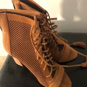 Suede open toe Booties